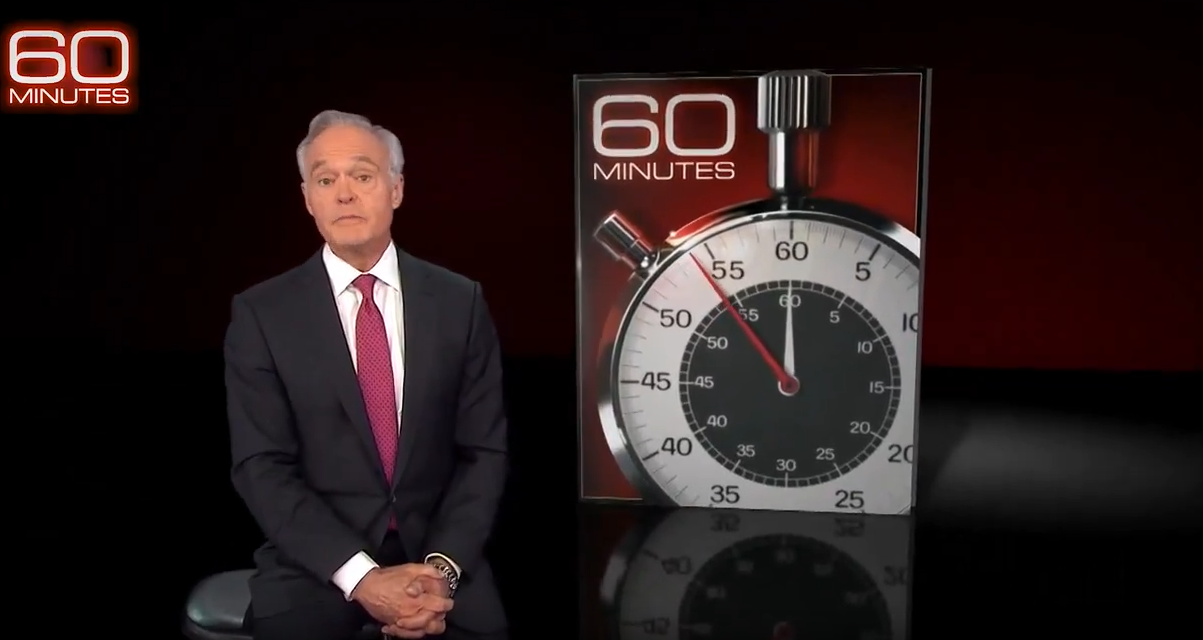 Scott Pelley during a 60 Minutes broadcast