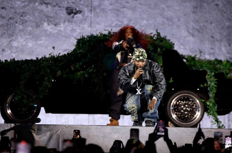 Kendrick Lamar performing on stage during his Grand National Tour