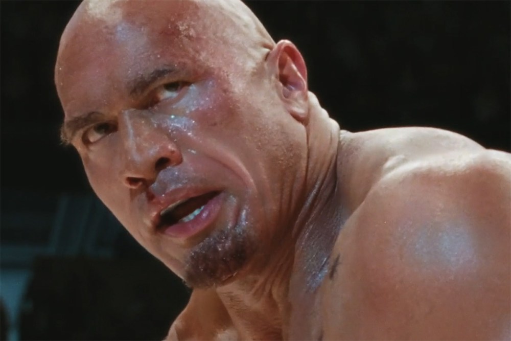 Dwayne Johnson as Mark Kerr in The Smashing Machine