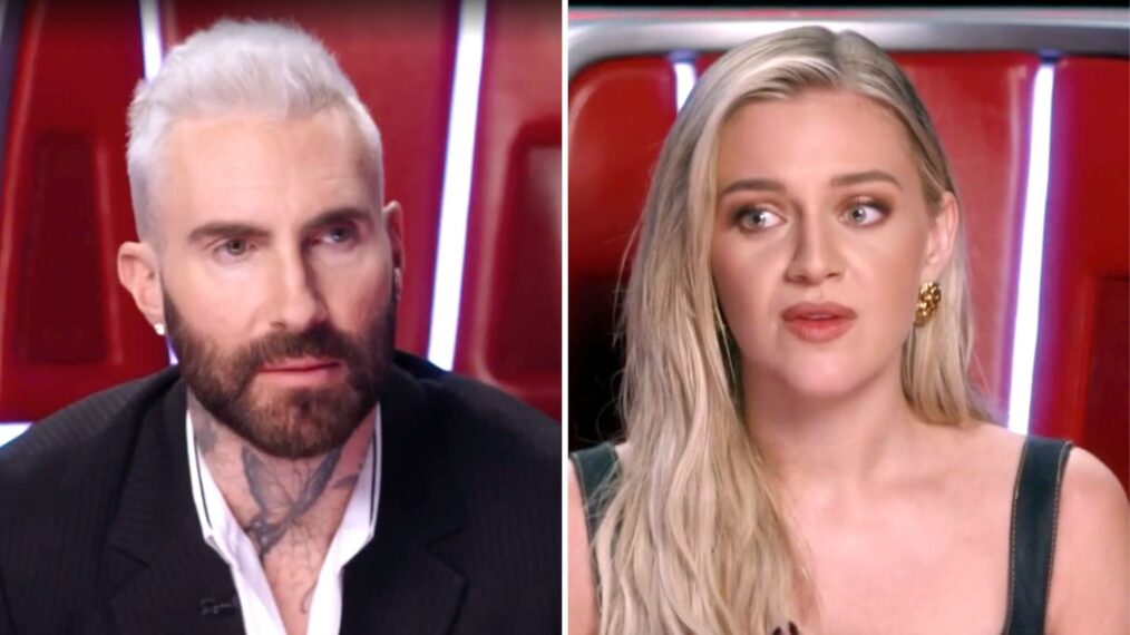 The Voice Season 27 coaches on stage during the Playoffs