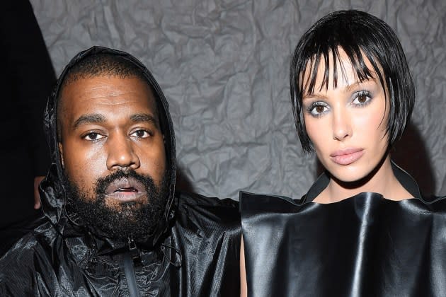 Bianca Censori and Kanye West at a public event