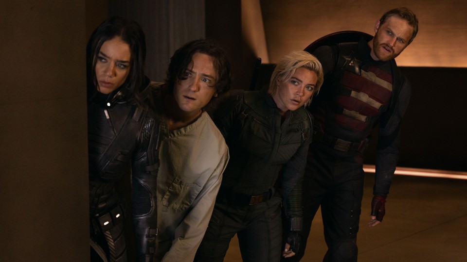Yelena Belova and the Thunderbolts team in the Thunderbolts post credit scene