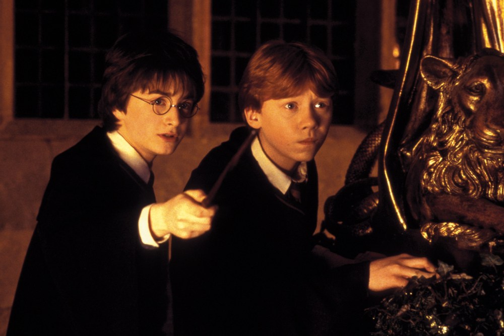 Main characters from Harry Potter series gathered in the Great Hall