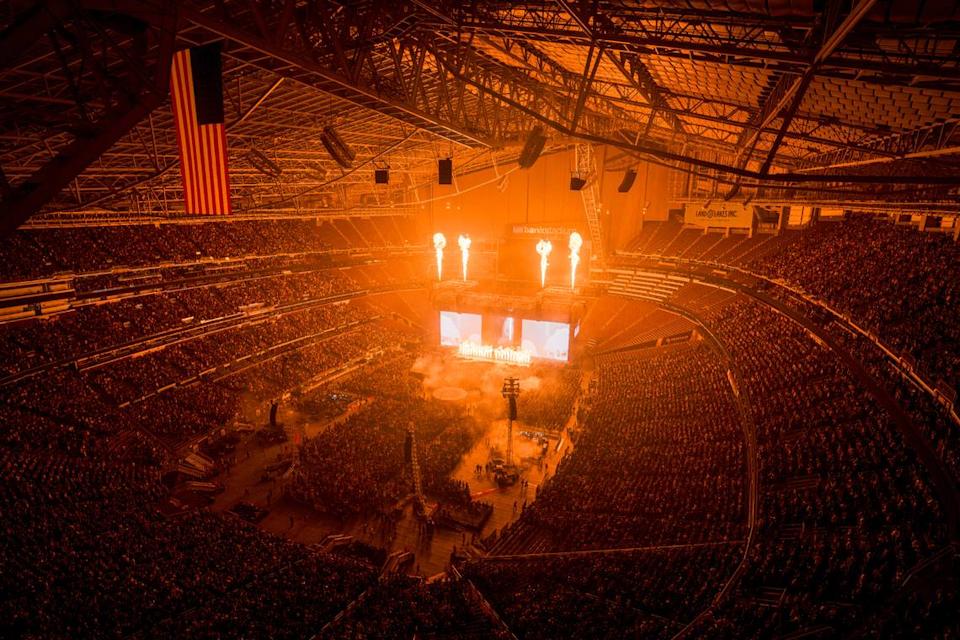 Kendrick Lamar performing at the Charlotte Grand National Tour concert
