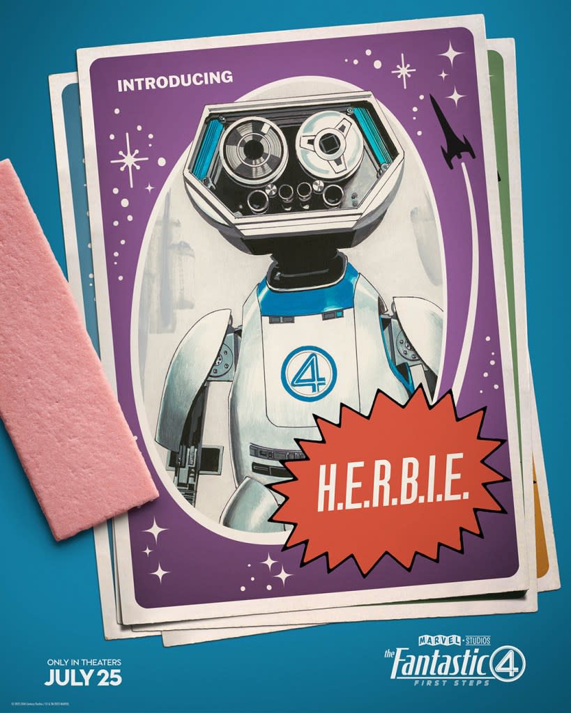 The Fantastic Four character posters featuring the team and H.E.R.B.I.E.