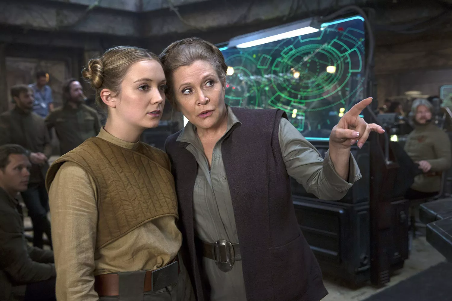 Billie Lourd with her children watching Star Wars