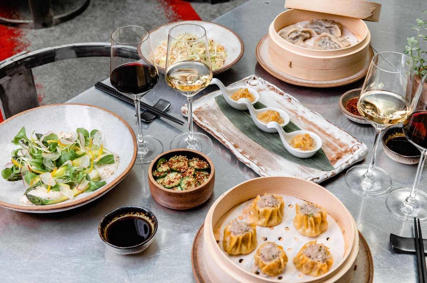 A beautifully curated table setting highlighting a wine pairing experience