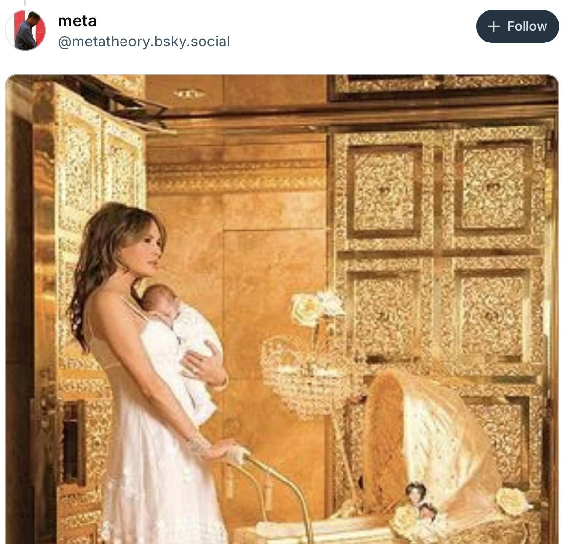 Barron Trump surrounded by luxury toys and stuffed animals in his childhood toy room.