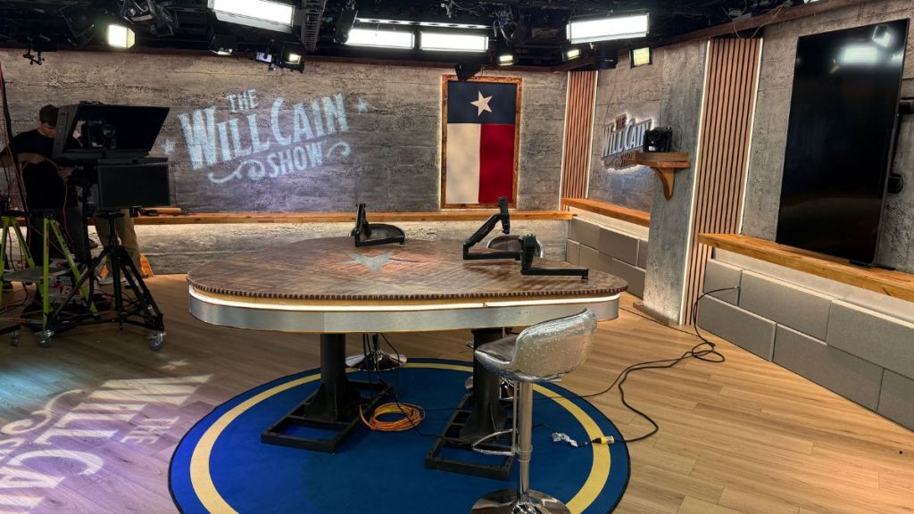 Will Cain's upgraded studio in Dallas, featuring modern design and technology