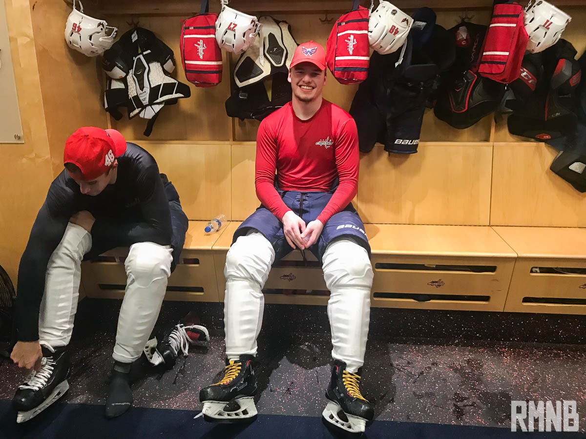 Ryan Leonard on the ice with the Capitals