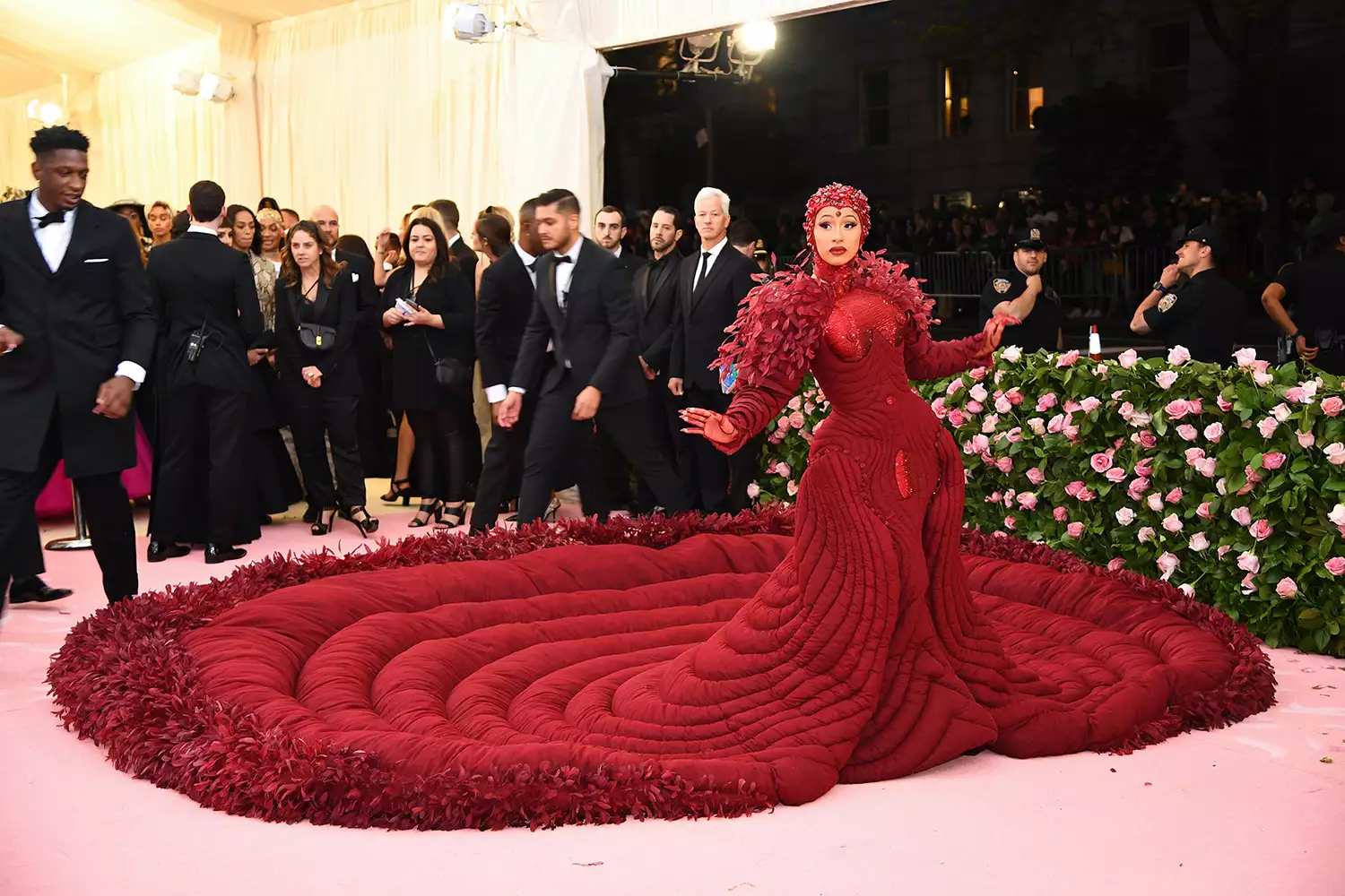 Cardi B Met Gala 2025 in green velvet Burberry suit