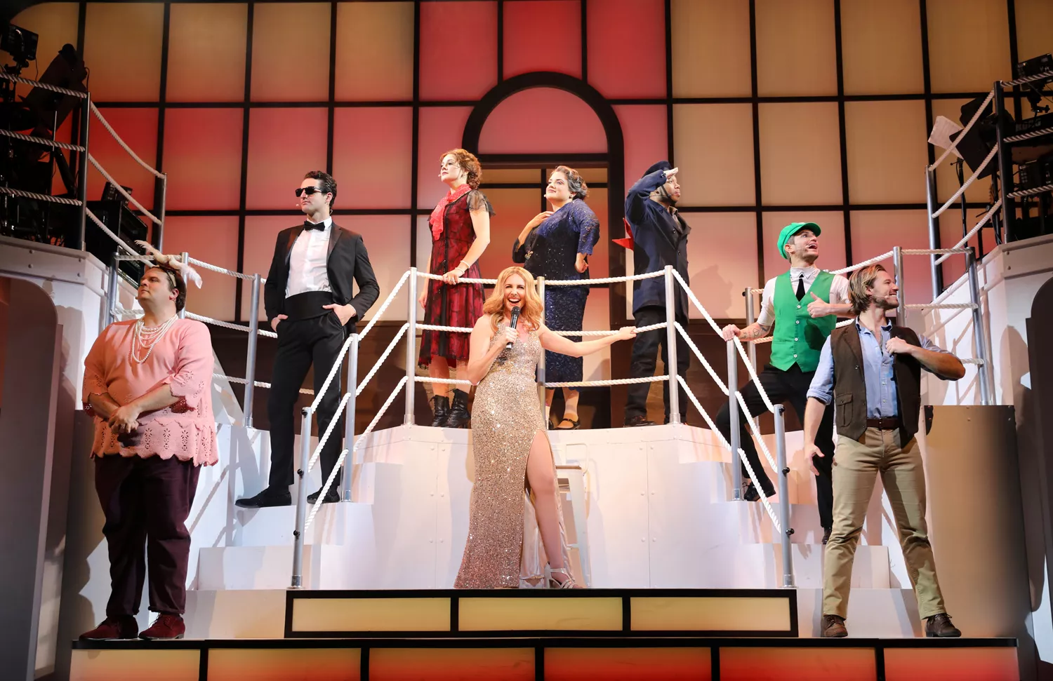 Constantine Rousouli on stage in Titanique Off-Broadway