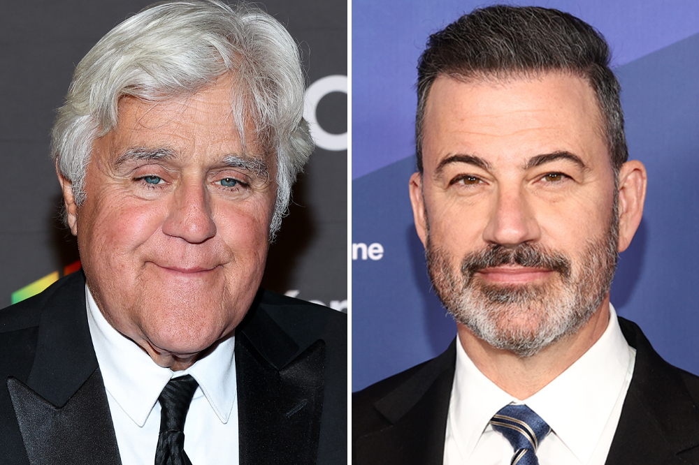 Jay Leno and Jimmy Kimmel during late-night television feud