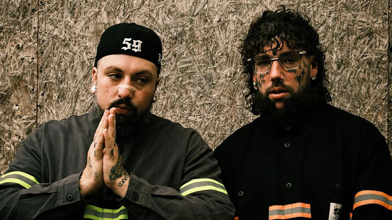 SuicideBoys promotional image for Self-Inflicted, featuring the duo's distinctive style