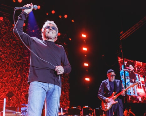 Roger Daltrey and Pete Townshend of The Who on stage during The Song Is Over tour, marking the Who farewell tour milestone