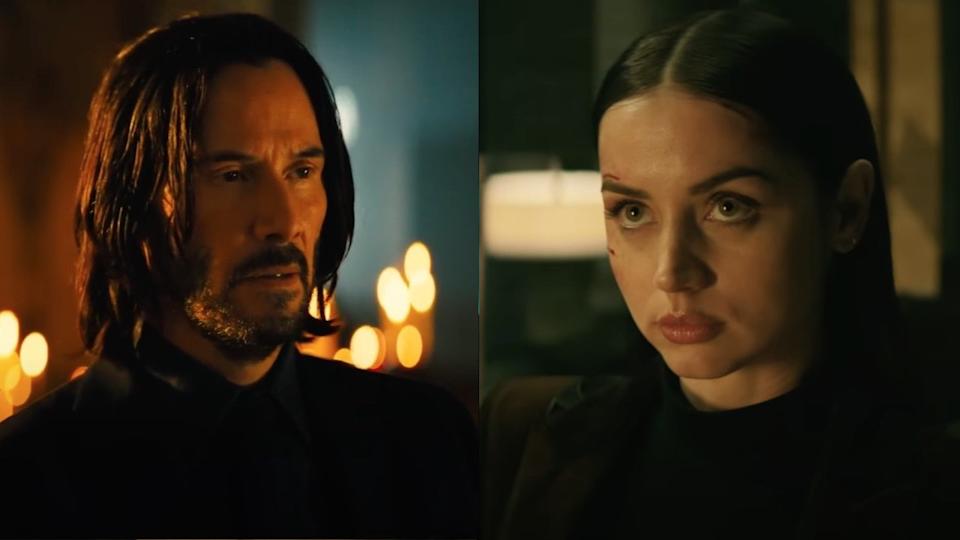 Ana de Armas and Keanu Reeves in ballerina movie training