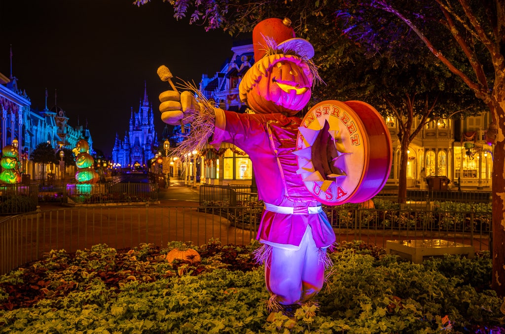 Cinderella Castle illuminated for Halloween at Walt Disney World