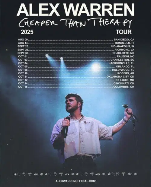 Alex Warren performing on stage during his 2025 tour