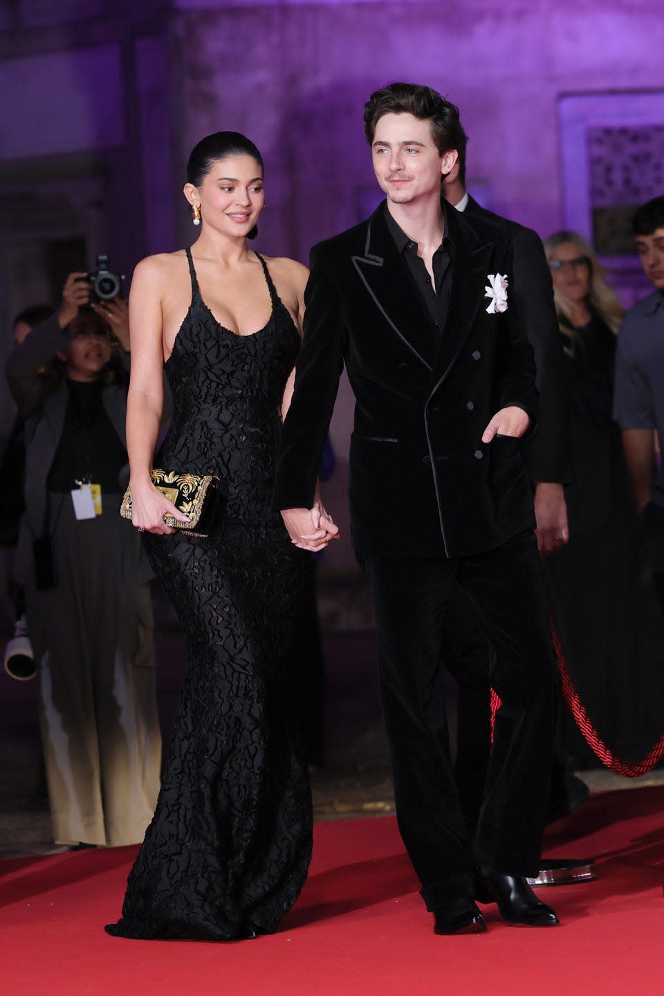 Timothée Chalamet and Kylie Jenner at a red carpet event