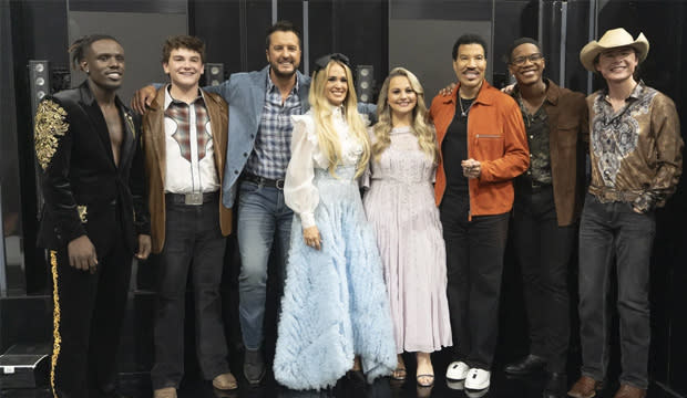 American Idol contestants perform during a pivotal voting night