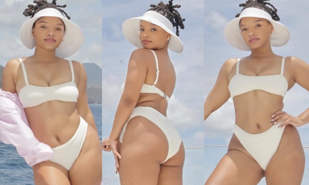 Halle Bailey smiling as she enjoys her postpartum journey and motherhood