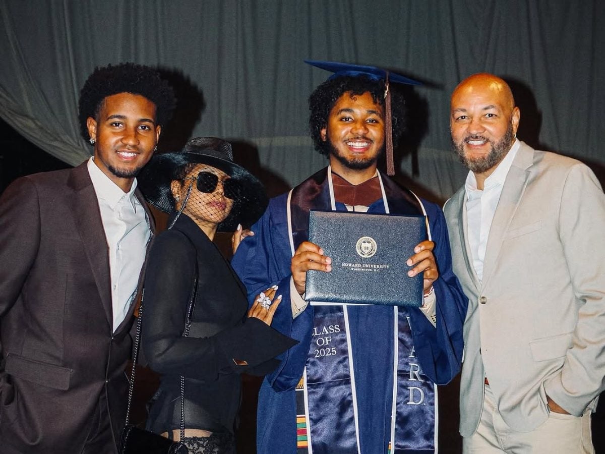 Toni Braxton celebrating with her family at Howard University graduation