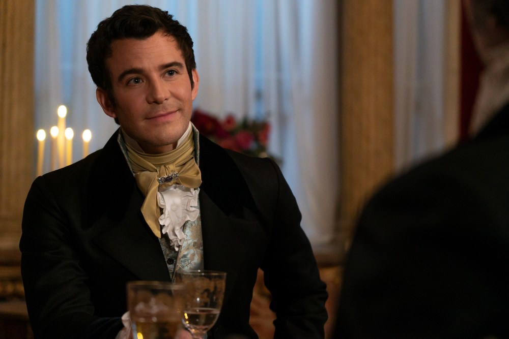Cast from Bridgerton Season 4 attending a masquerade ball.