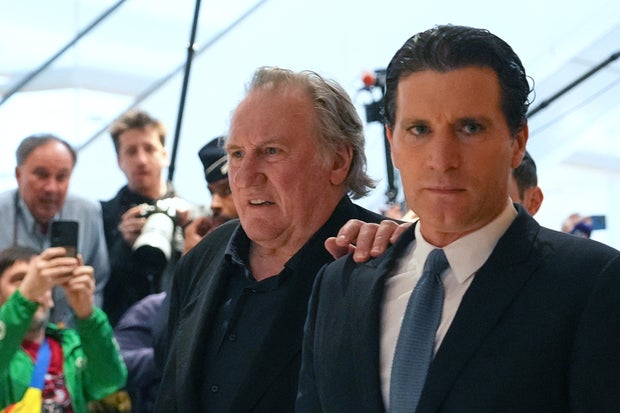Gérard Depardieu arriving at his trial in Paris in 2025.