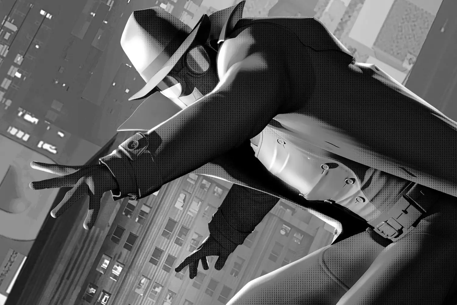Spider Man Noir teaser trailer featuring Nicolas Cage in trench coat and hat