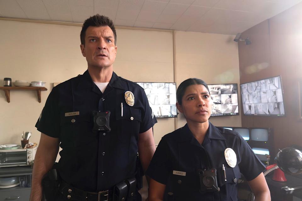 Nathan Fillion on the set of The Rookie