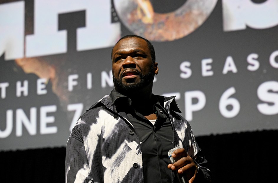50 Cent on Stage at a New York City Premiere