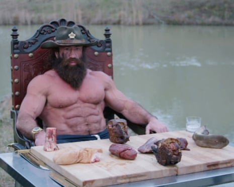 Brian Johnson the Liver King posing outdoors with his family