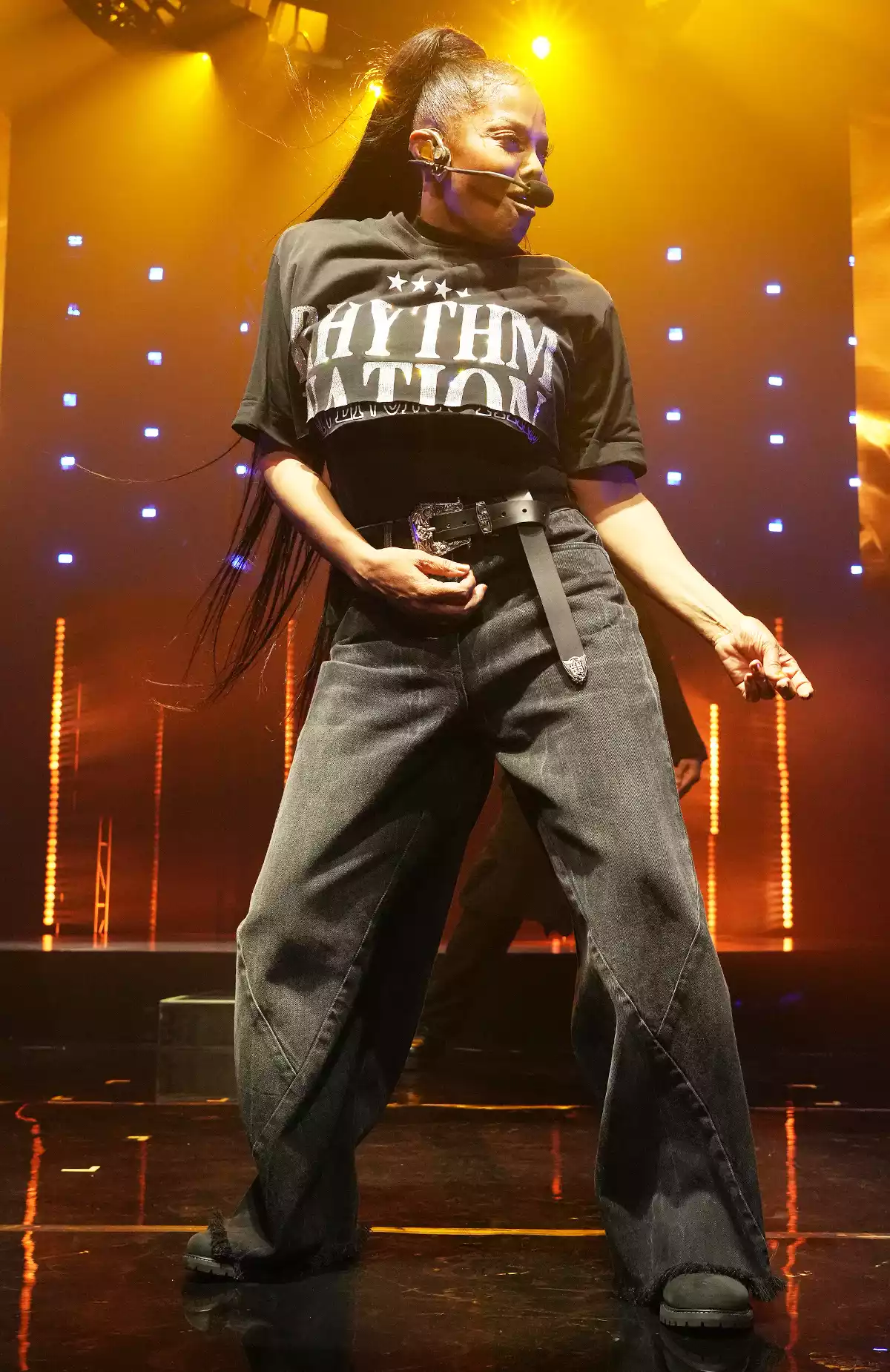 Janet Jackson performing live on stage at the 2025 American Music Awards