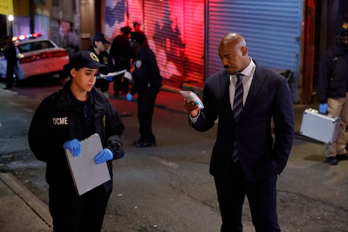 Key members of the Law and Order cast posing for a promotional photo