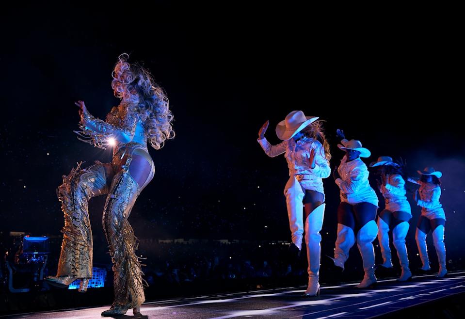 Beyoncé performing on the Cowboy Carter Chicago tour at Soldier Field