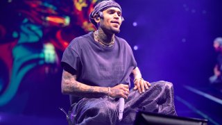 Chris Brown at a live performance in Los Angeles, 2024