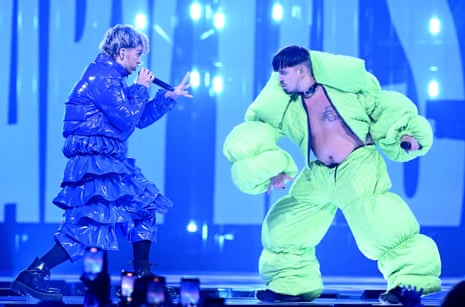 St. Jakobshalle arena illuminated for Eurovision Final 2025