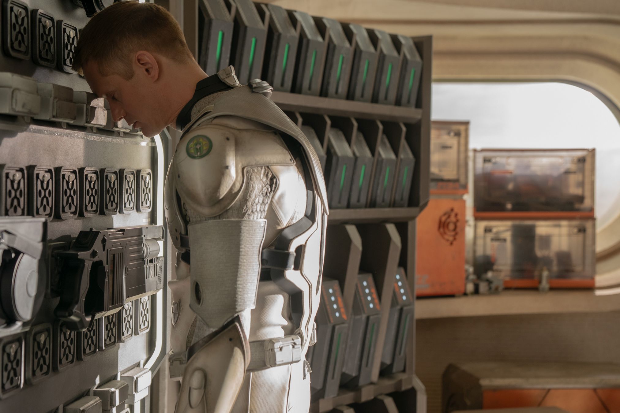Alexander Skarsgård stars as the titular robot in the Murderbot TV series on Apple TV+.