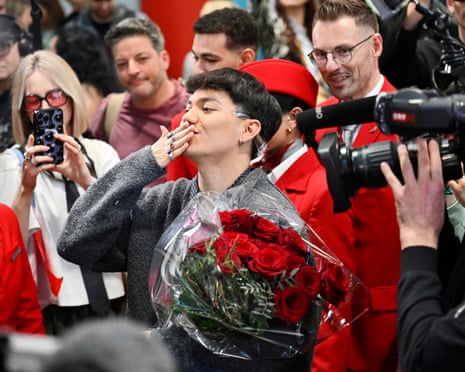 Yuval Raphael performs the Israel Eurovision song at the 2025 contest final in Basel