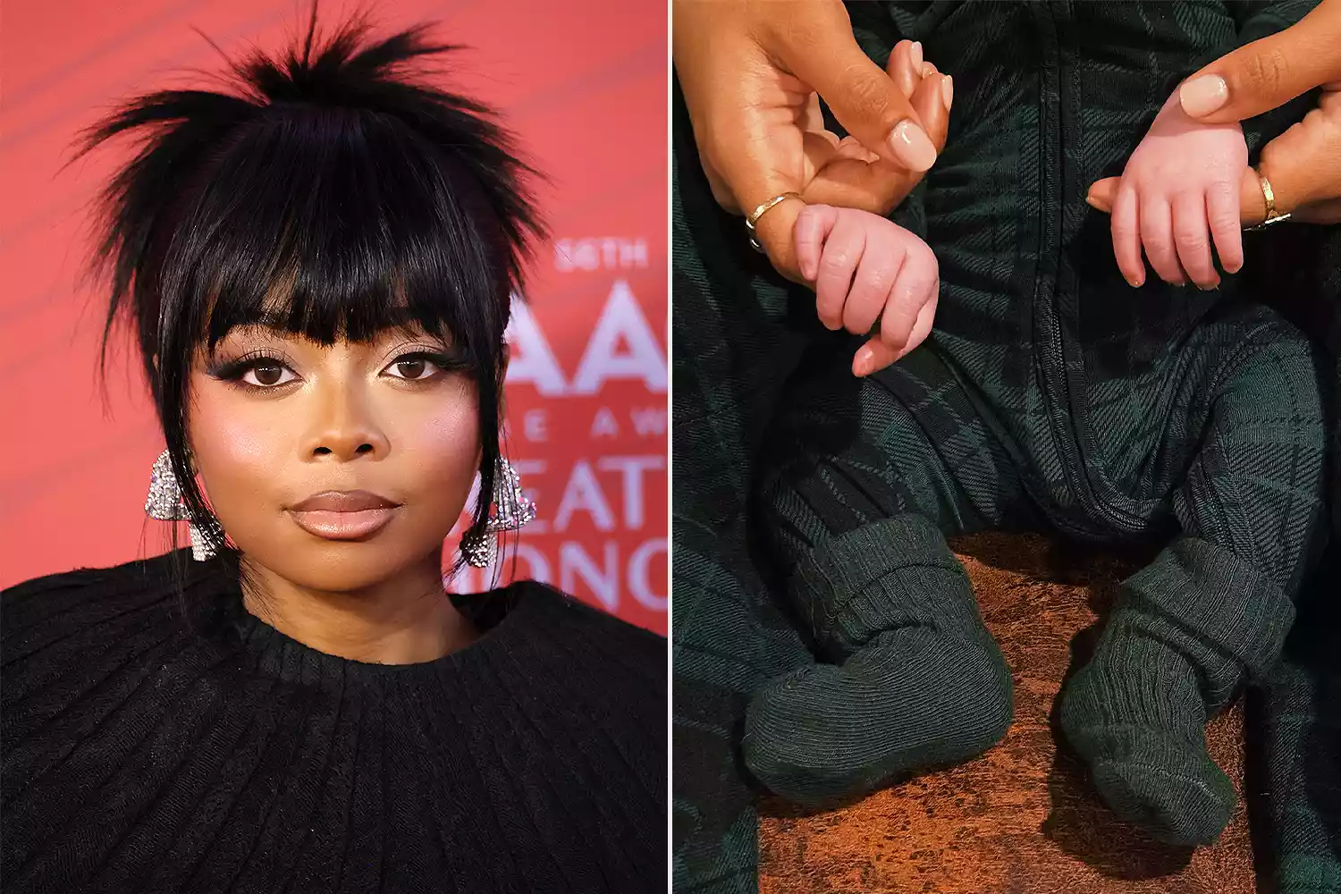 Skai Jackson attends a Hollywood event with her son, highlighting the ongoing baby daddy controversy