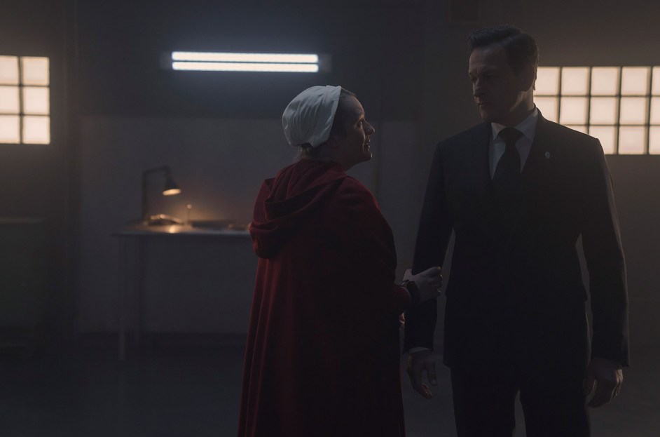 June leads the handmaids during a pivotal scene from The Handmaids Tale