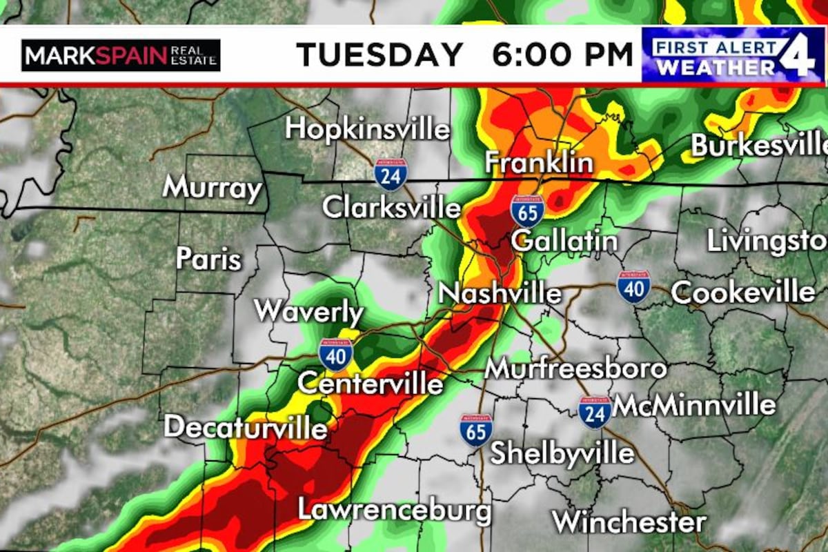 ACDC Nashville concert at Nissan Stadium with crowd and storm clouds overhead
